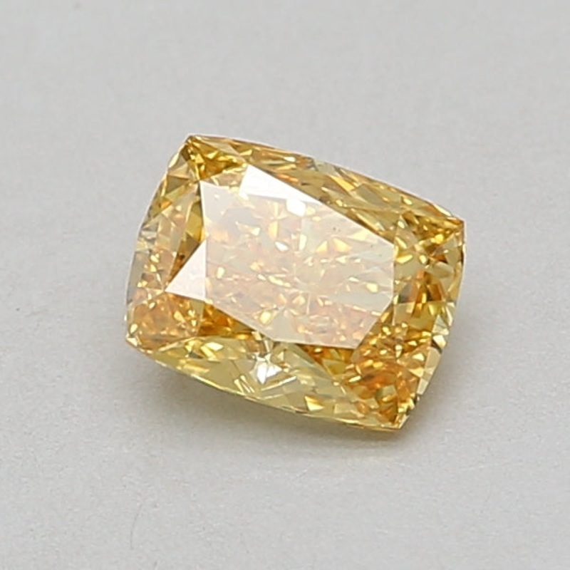 0.85 Ct Cushion Lab Diamond  Fancy Vivid Yellow  VVS2   IGI