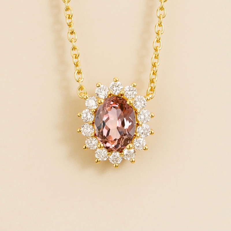 Divo Gold Necklace Set With Morganite & Diamond