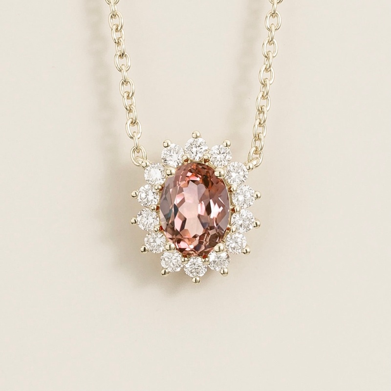 Divo White Gold Necklace Set With Morganite & Diamond