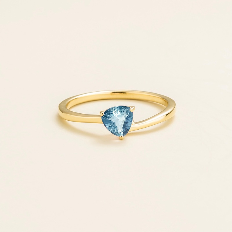 Trillion Gold Ring Set With Aquamarine