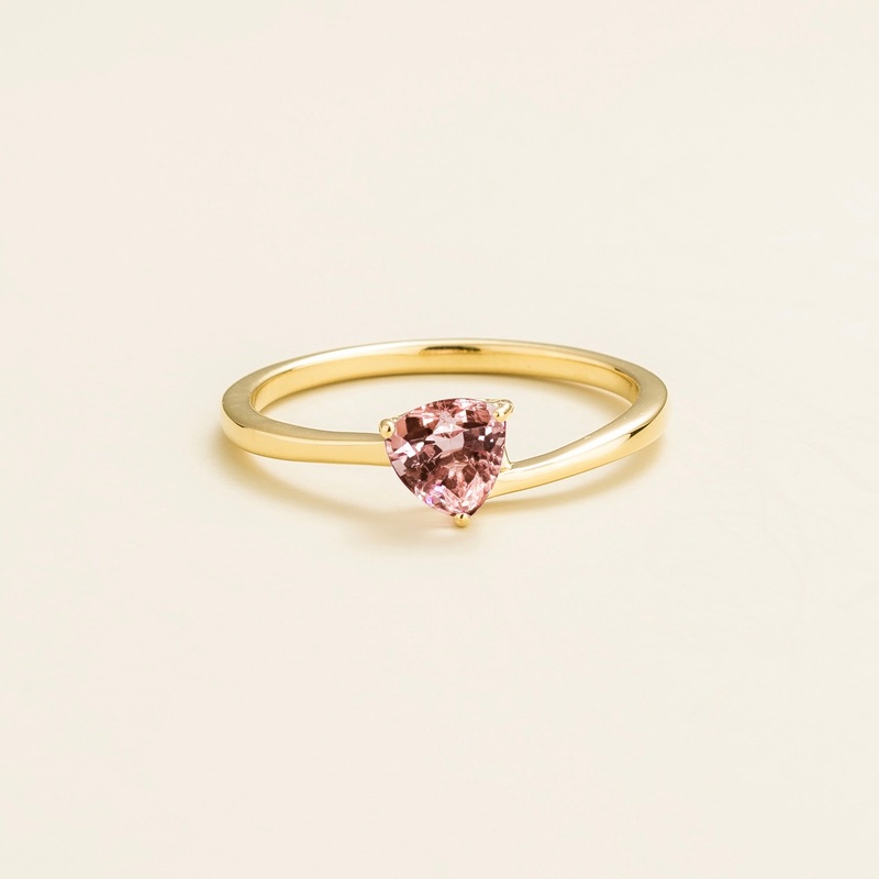 Trillion Gold Ring Set With Morganite