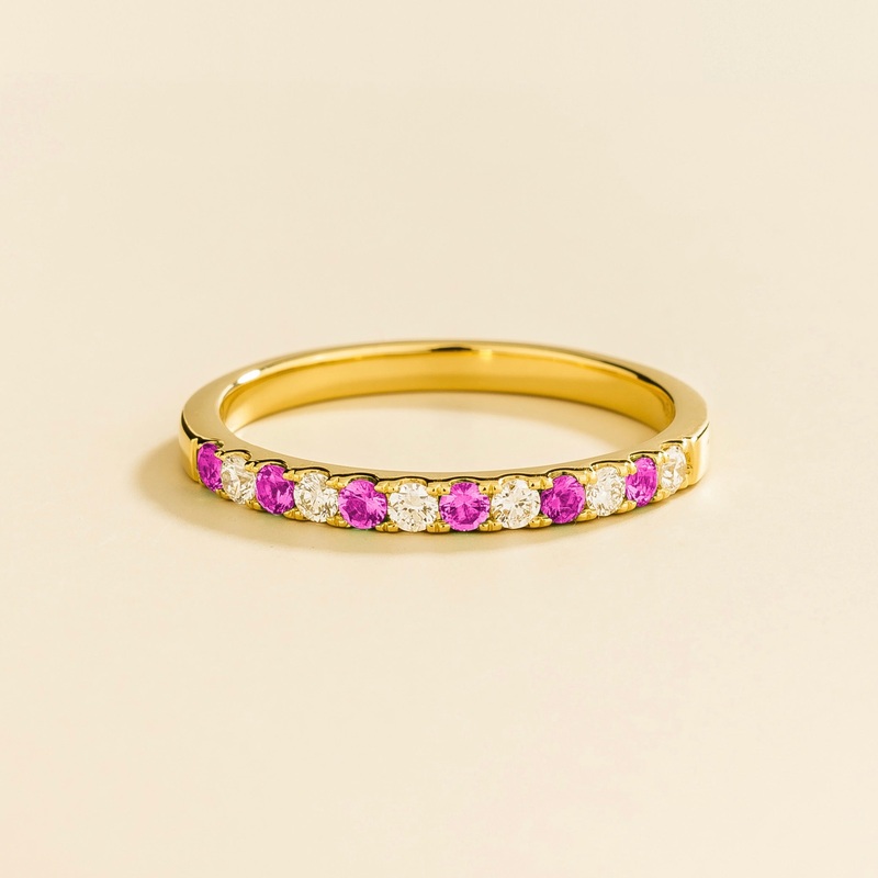 Salto Gold Ring In Vivid Pink sapphire & Diamond