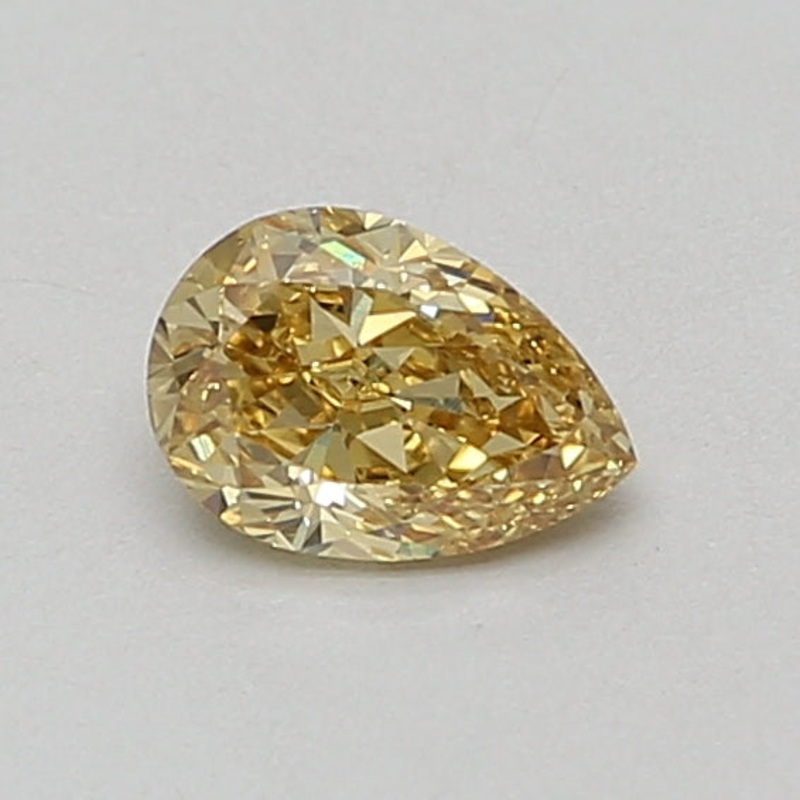 0.57 Ct Pear Lab Diamond  Fancy Vivid Yellow  VS1   IGI
