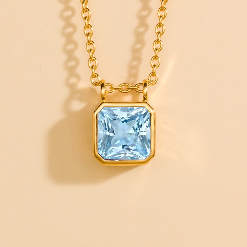 Calin Gold Necklace Set With Aquamarine