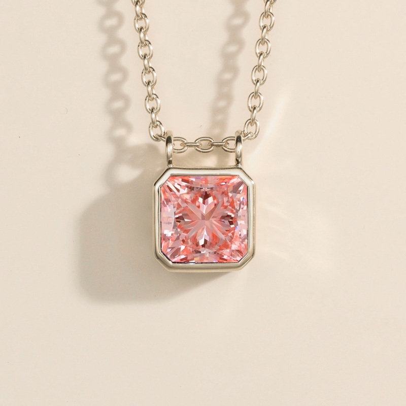 Calin White Gold Necklace Set With Padparadscha Sapphire