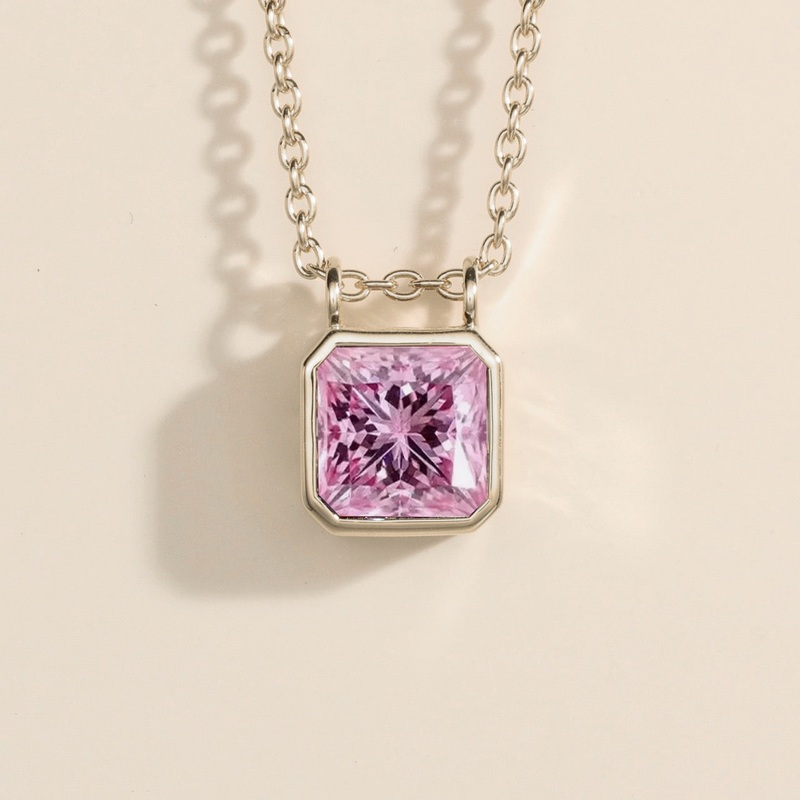 Calin White Gold Necklace Set With Pink Sapphire