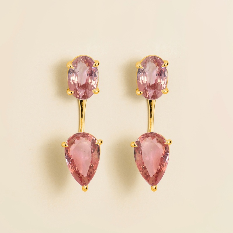 Juli gold earrings set with Morganite