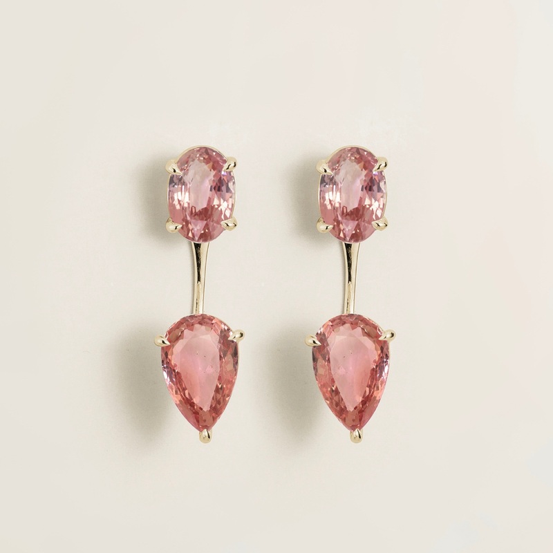 Juli white gold earrings set with Morganite