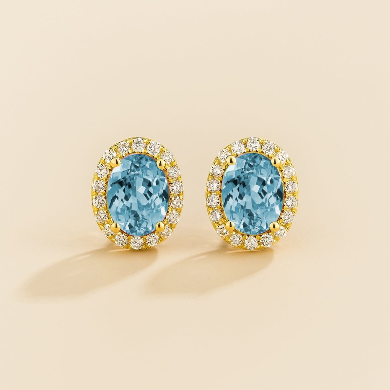 Mina Gold Earrings in Aquamarine & Diamond