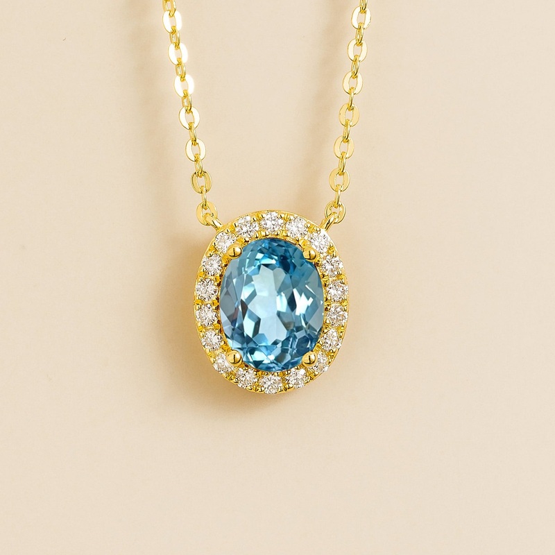 Mina Gold Necklace Set With Aquamarine & Diamond