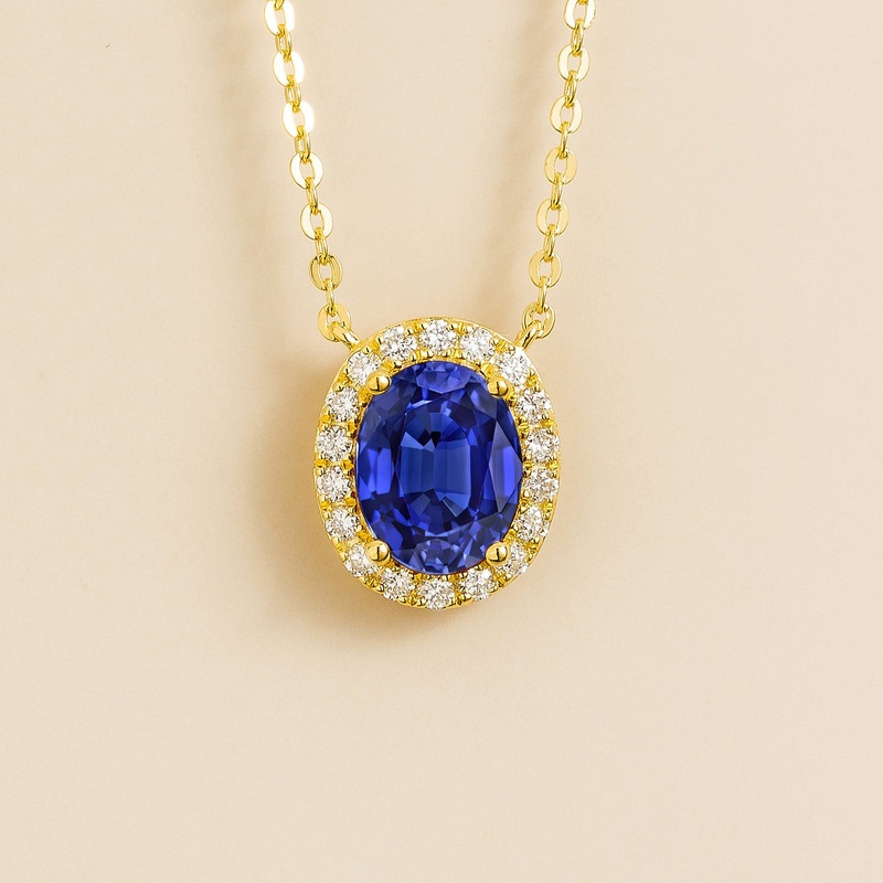 Mina Gold Necklace Set With Blue Sapphire & Diamond
