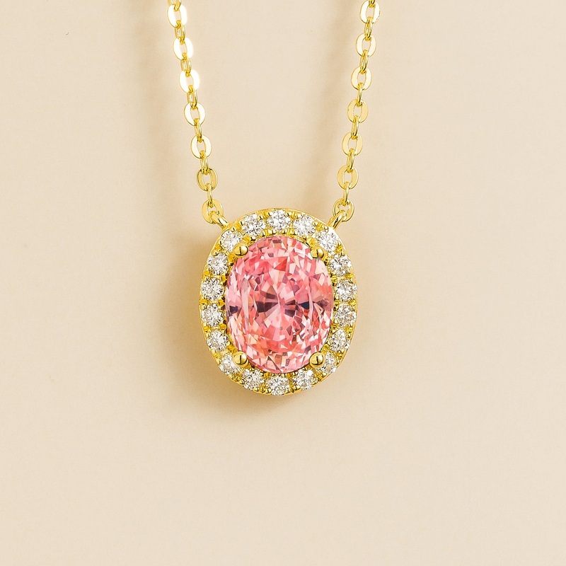 Mina Gold Necklace Set With Padparadscha Sapphire & Diamond