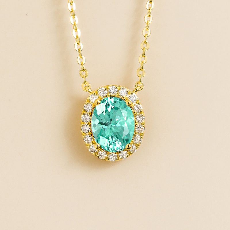 Mina Gold Necklace Set With Paraiba Sapphire & Diamond