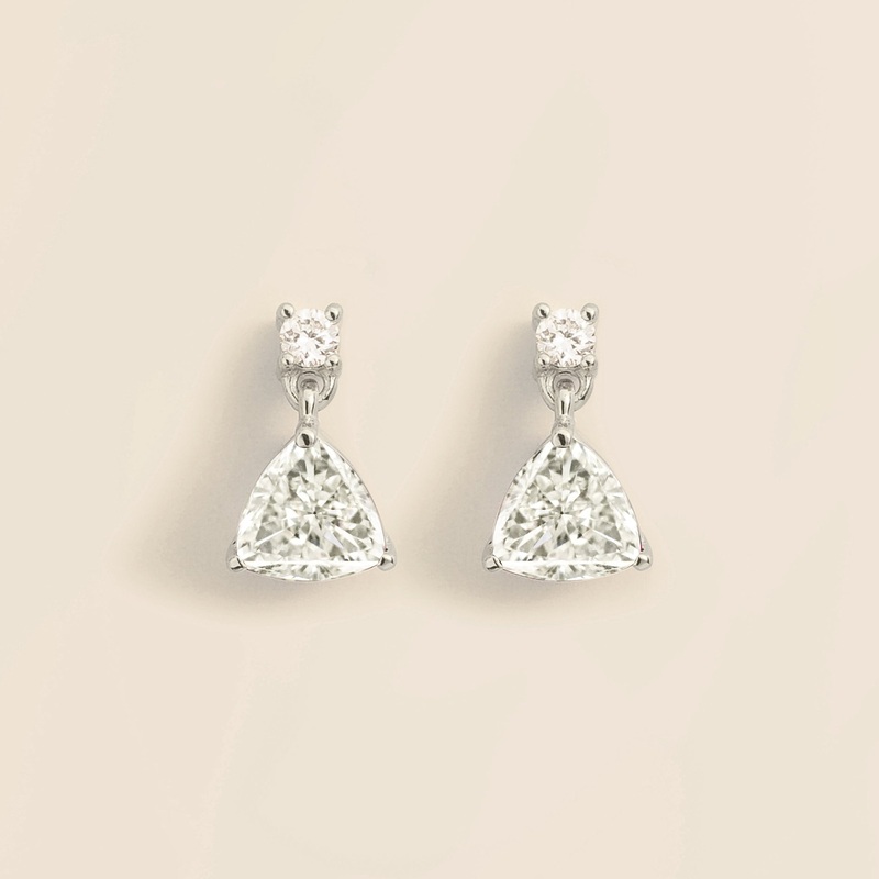 Trillion White Gold Earrings Set With Diamond