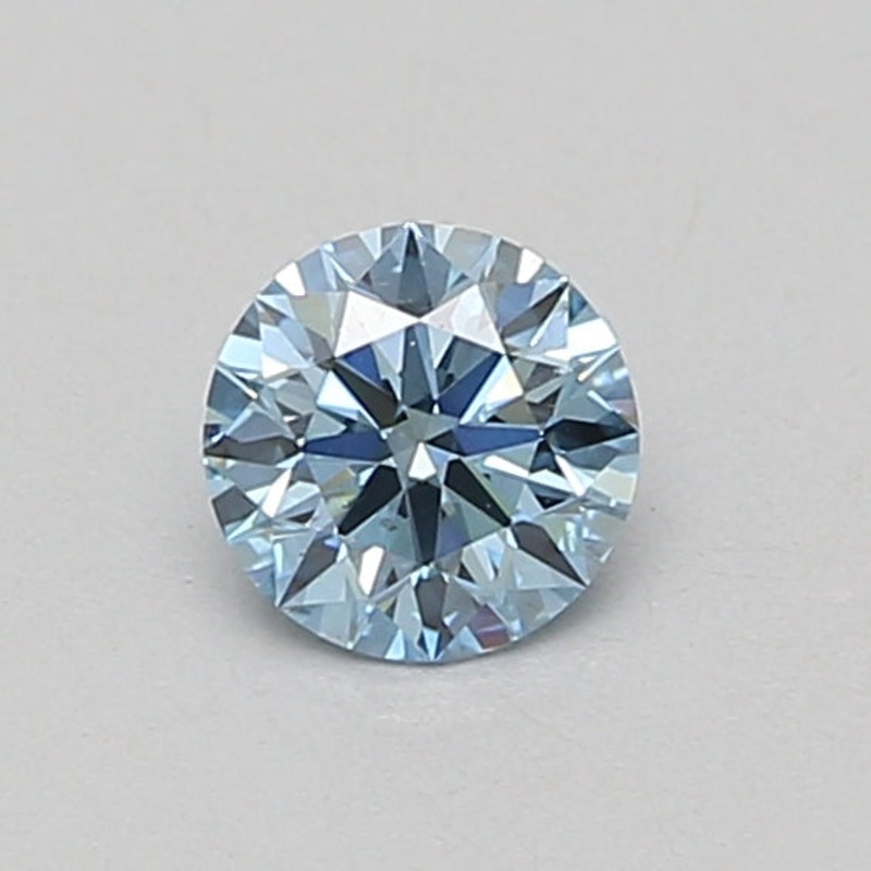 0.52 Ct Round Lab Diamond  Fancy Vivid Blue  VS2  Ideal Cut  IGI