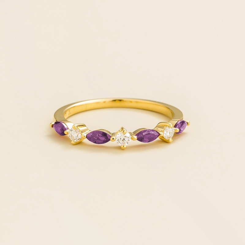 Markiz Gold Ring In Purple Sapphire & Diamond