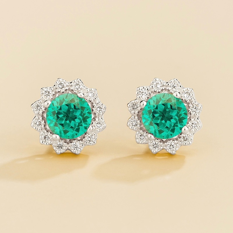 Solen White Gold Earrings Set With Paraiba Sapphire & Diamond
