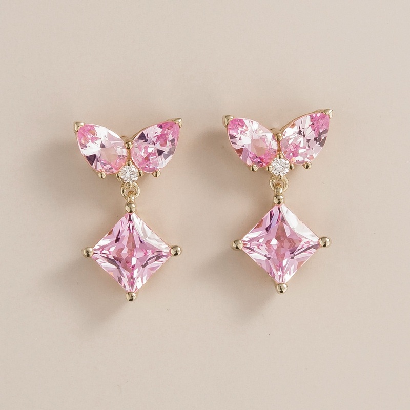 Amore white gold earrings set with Pink sapphire & Diamond