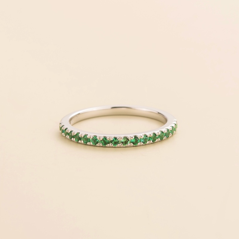 Ciclo White Gold Ring Set With Emerald