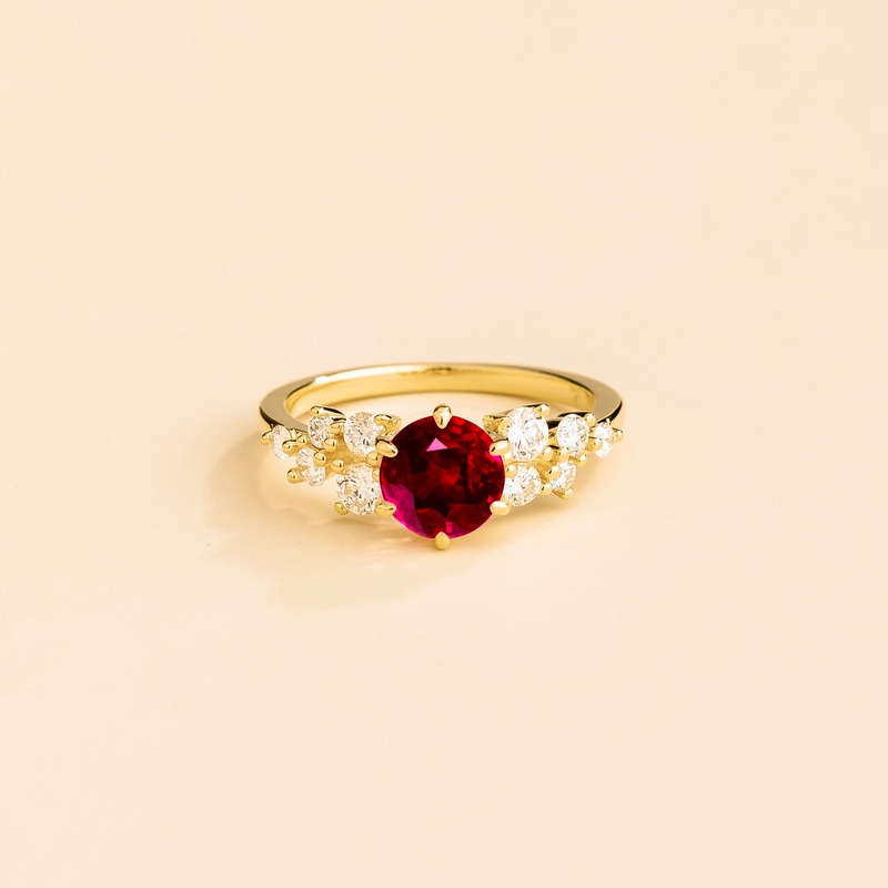 Floret Gold Ring In Ruby Sapphire & Diamonds