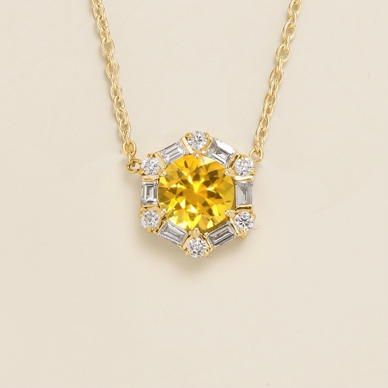 Melba Gold Necklace Set With Yellow Sapphire & Diamond