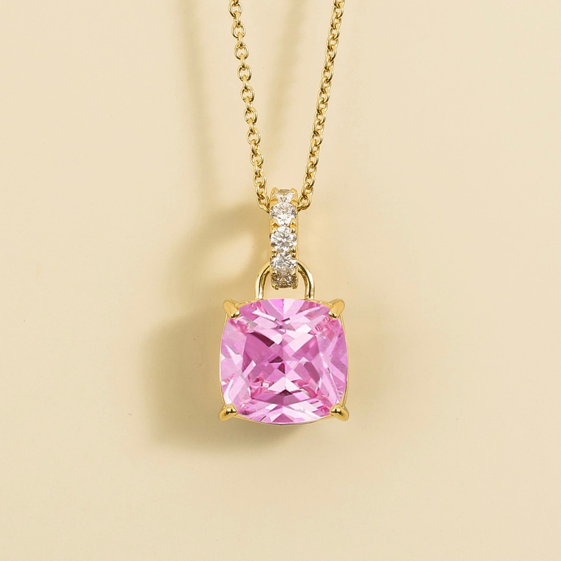 Oreol Pendant Necklace in Pastel Pink Sapphire & Diamond Set in Gold