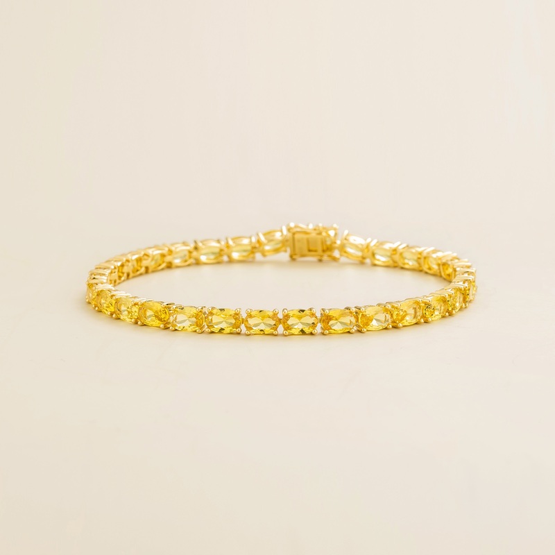 Salto Gold Tennis Bracelet Set With Yellow Sapphire