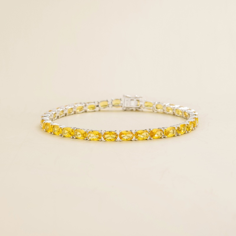 Salto White Gold Tennis Bracelet Set With Yellow Sapphire