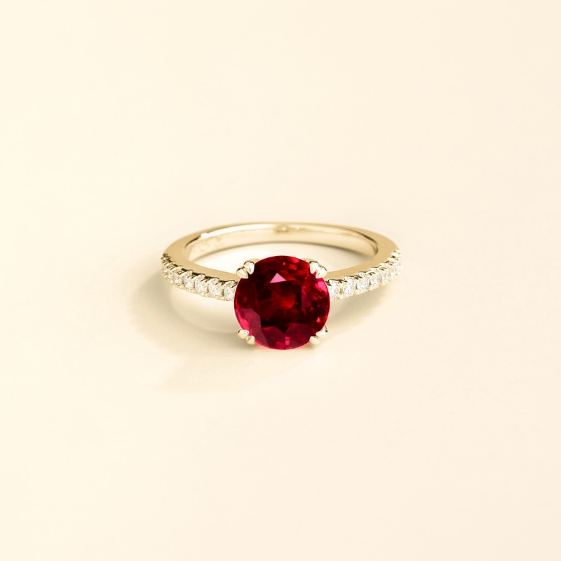 Solen White Gold Ring Ruby & Diamond