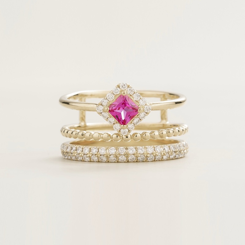 Amici white gold ring in Pink sapphire & Diamond