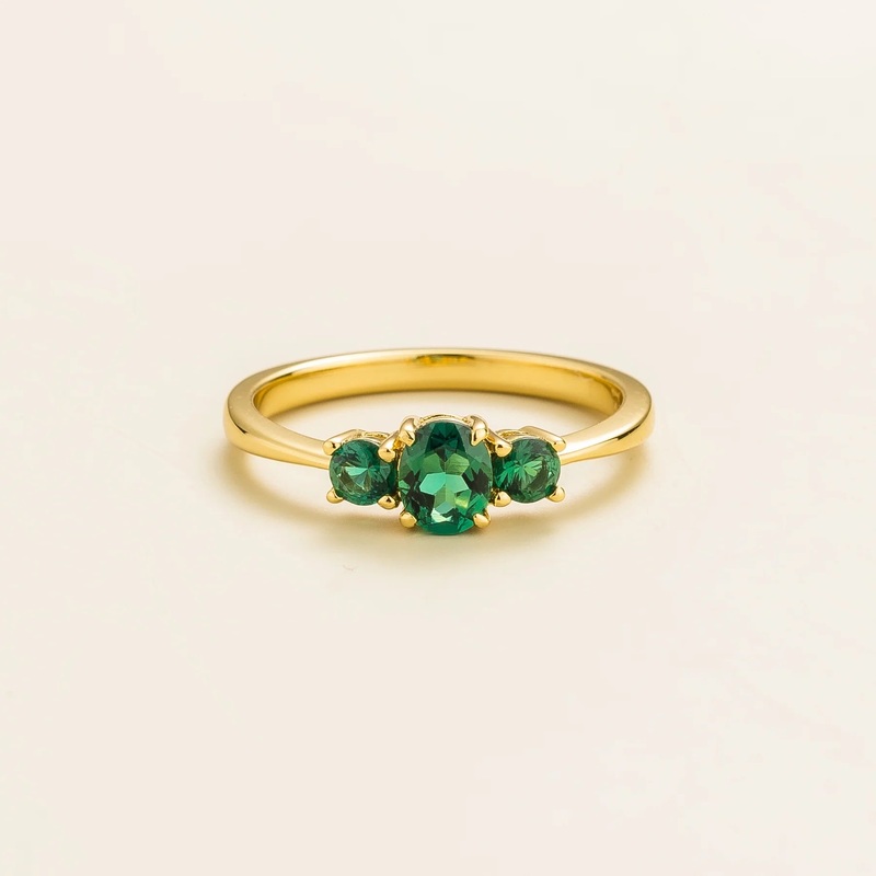 Boble Gold Ring Set With Emerald