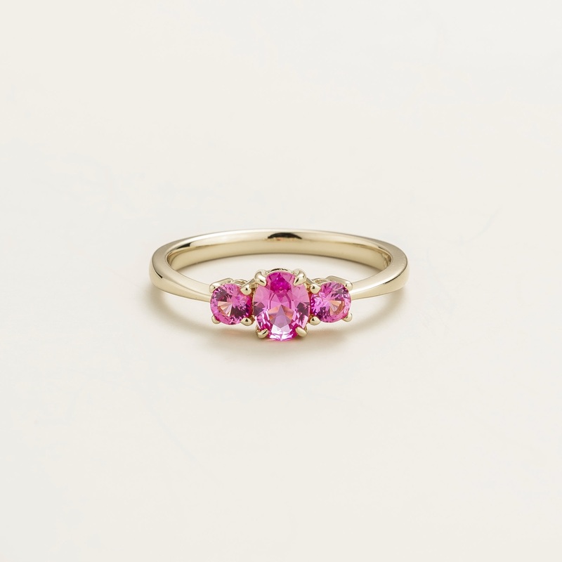Boble white gold ring set with Pink sapphire