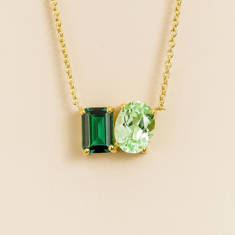 Buchon Gold Necklace Set With Emerald & Green Sapphire