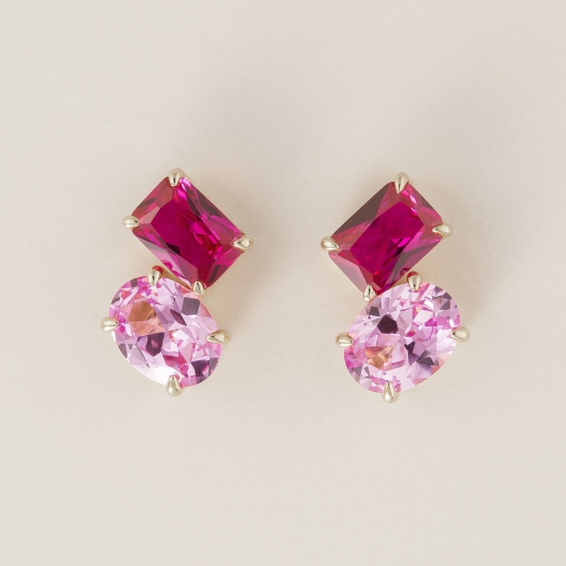 Buchon white gold earrings set with Pink sapphire