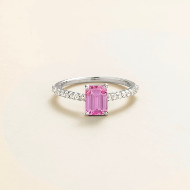 Chelle White Gold Ring In Pink Sapphire & Diamond