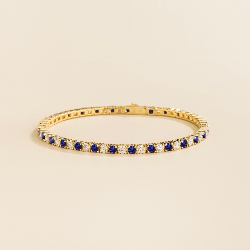 Ciclo gold tennis bracelet set with Blue sapphire and Diamond
