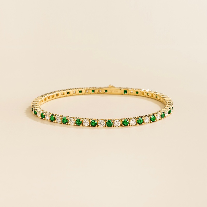 Ciclo Gold Tennis Bracelet Set With Emerald And Diamond