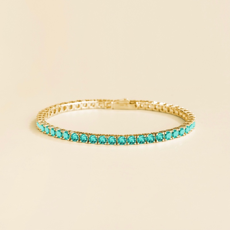 Ciclo gold tennis bracelet set with Paraiba sapphire