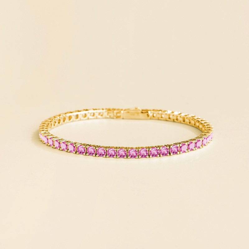 Ciclo gold tennis bracelet set with Pink sapphire