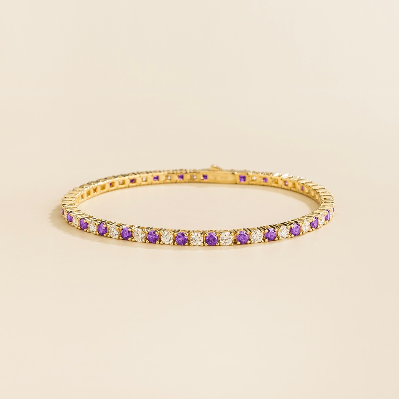 Ciclo gold tennis bracelet set with Purple sapphire and Diamond