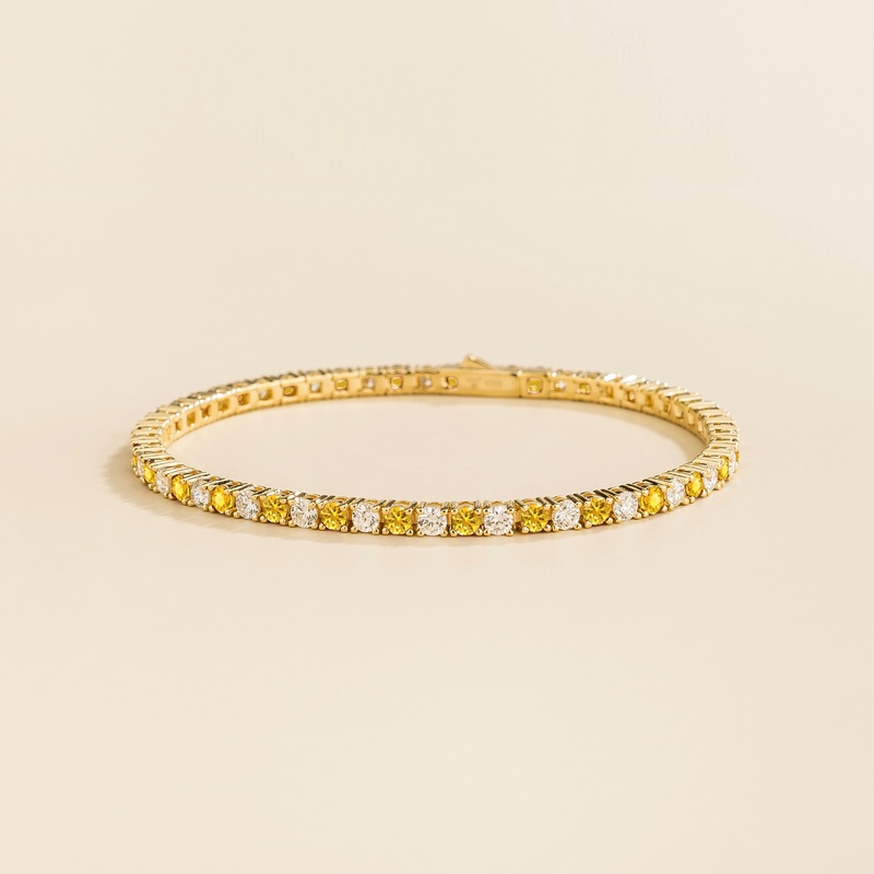 Ciclo Gold Tennis Bracelet Set With Yellow Sapphire And Diamond