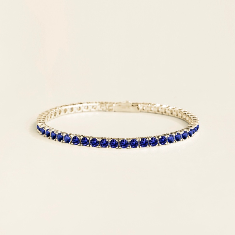 Ciclo white gold tennis bracelet set with Blue sapphire