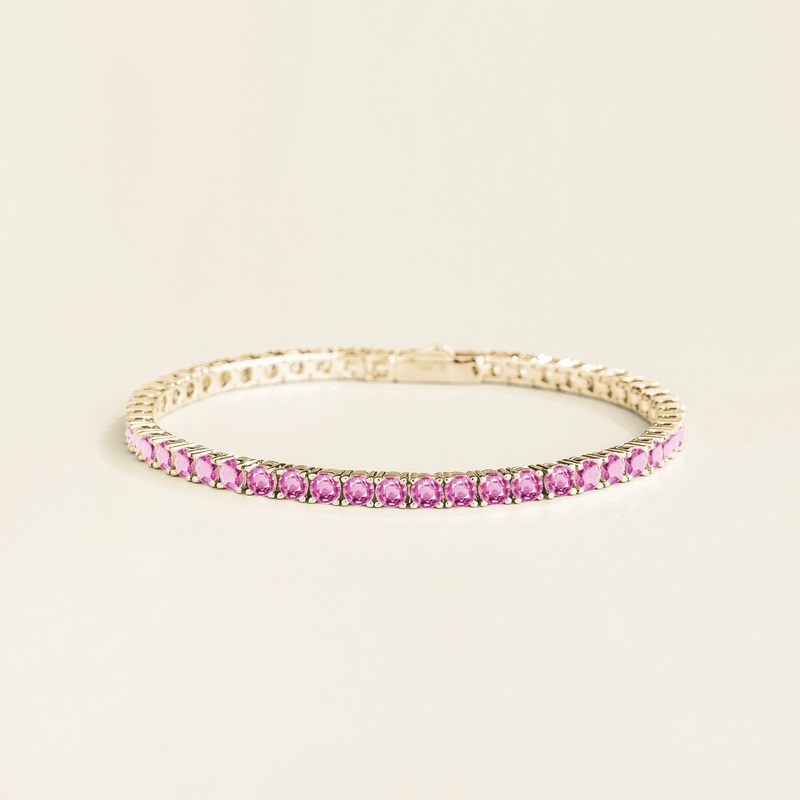 Ciclo white gold tennis bracelet set with Pink sapphire