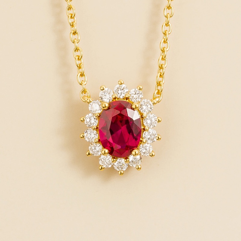 Divo Gold Necklace Set With Ruby & Diamond
