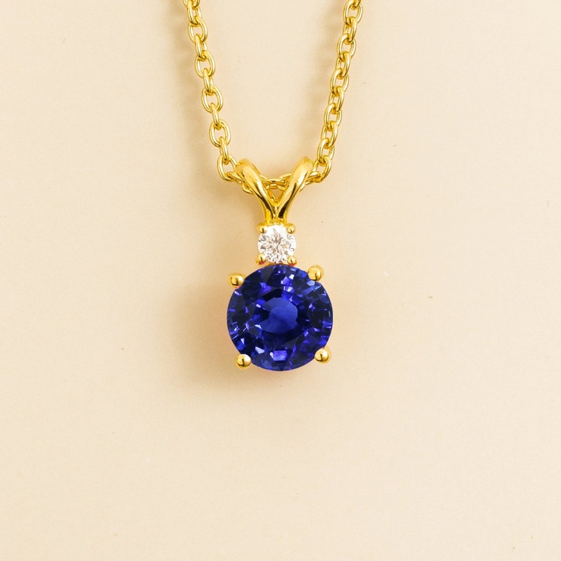 Joie Pendant Necklace in Blue Sapphire & Diamond Set In Gold