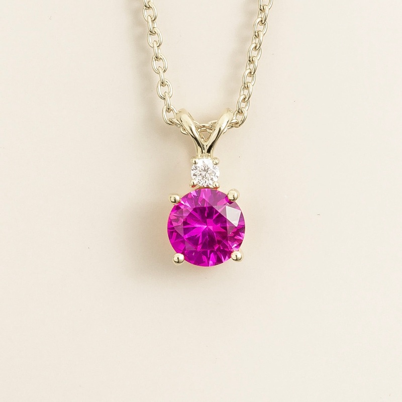 Joie pendant necklace in Vivid Pink Sapphire & Diamond set in White Gold