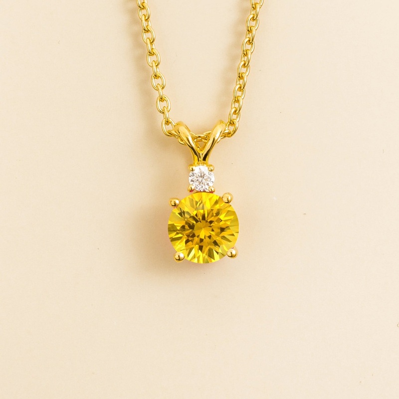 Joie Pendant Necklace in Yellow Sapphire & Diamond Set In Gold