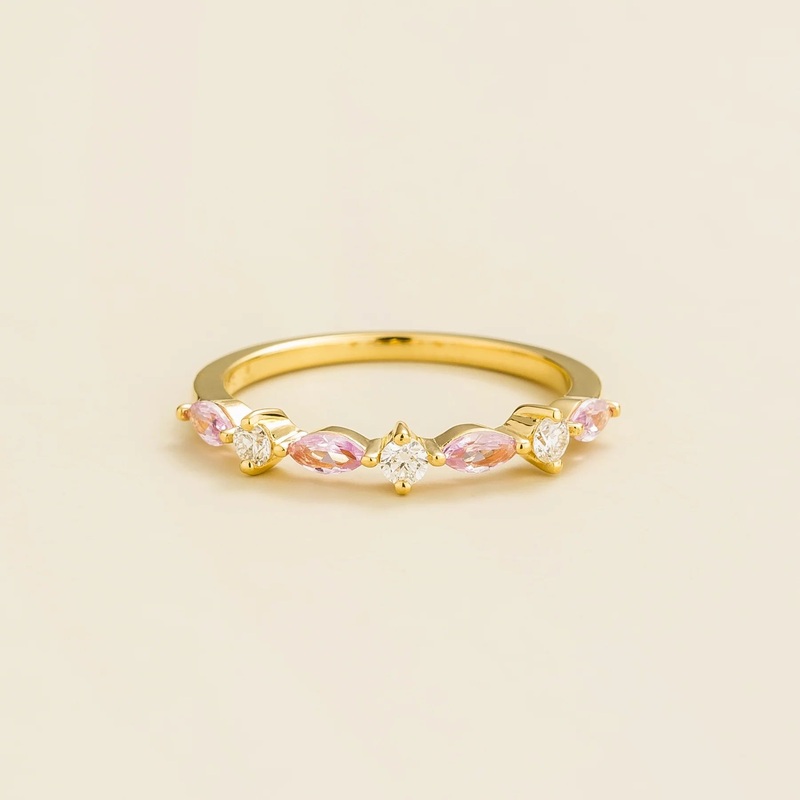 Markiz Gold Ring In Pink Sapphire & Diamond