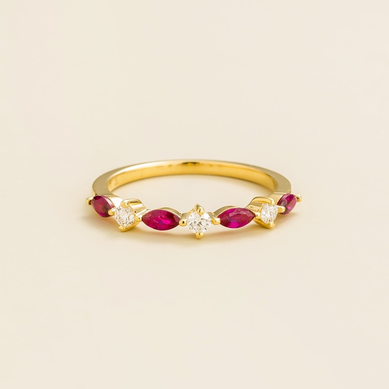 Markiz Gold Ring In Ruby & Diamond