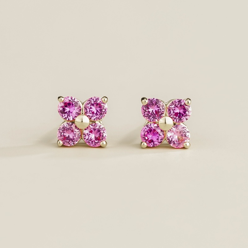 Petale white gold earrings set with Pink sapphires